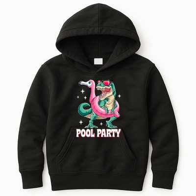 Pool Party Dinosaur Flamingo Float Funny T Rex Summer Kids Hoodie