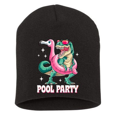 Pool Party Dinosaur Flamingo Float Funny T Rex Summer Short Acrylic Beanie