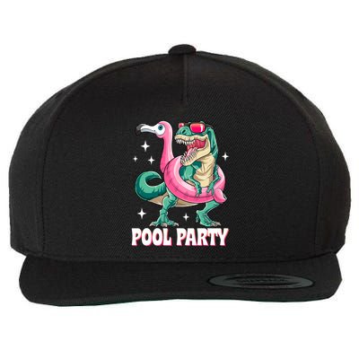 Pool Party Dinosaur Flamingo Float Funny T Rex Summer Wool Snapback Cap