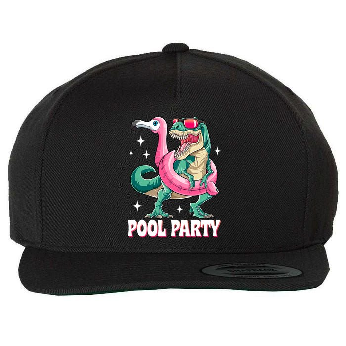 Pool Party Dinosaur Flamingo Float Funny T Rex Summer Wool Snapback Cap