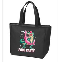 Pool Party Dinosaur Flamingo Float Funny T Rex Summer Zip Tote Bag