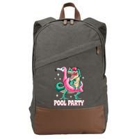 Pool Party Dinosaur Flamingo Float Funny T Rex Summer Cotton Canvas Backpack