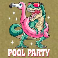 Pool Party Dinosaur Flamingo Float Funny T Rex Summer Garment-Dyed Women's Muscle Tee