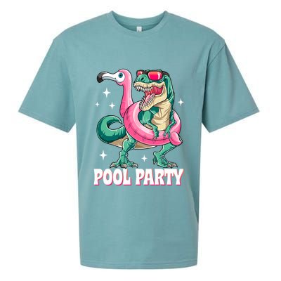 Pool Party Dinosaur Flamingo Float Funny T Rex Summer Sueded Cloud Jersey T-Shirt
