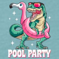 Pool Party Dinosaur Flamingo Float Funny T Rex Summer Sueded Cloud Jersey T-Shirt