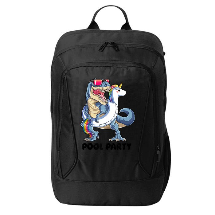 Pool Party Dinosaur Unicorn Funny T Rex Float Rainbow Cute Tank Top City Backpack