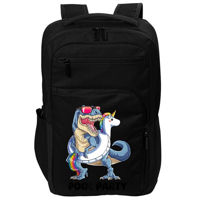 Pool Party Dinosaur Unicorn Funny T Rex Float Rainbow Cute Tank Top Impact Tech Backpack