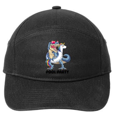 Pool Party Dinosaur Unicorn Funny T Rex Float Rainbow Cute Tank Top 7-Panel Snapback Hat