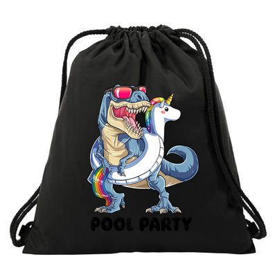 Pool Party Dinosaur Unicorn Funny T Rex Float Rainbow Cute Tank Top Drawstring Bag