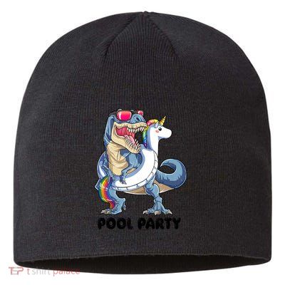 Pool Party Dinosaur Unicorn Funny T Rex Float Rainbow Cute Tank Top Sustainable Beanie