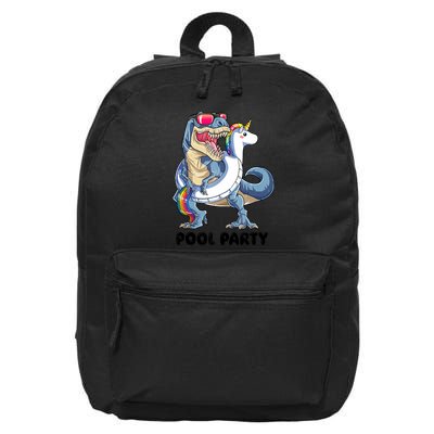 Pool Party Dinosaur Unicorn Funny T Rex Float Rainbow Cute Tank Top 16 in Basic Backpack