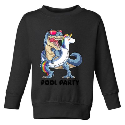 Pool Party Dinosaur Unicorn Funny T Rex Float Rainbow Cute Tank Top Toddler Sweatshirt