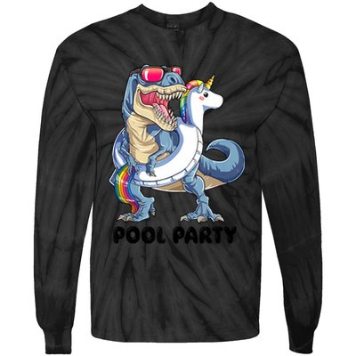 Pool Party Dinosaur Unicorn Funny T Rex Float Rainbow Cute Tank Top Tie-Dye Long Sleeve Shirt