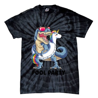Pool Party Dinosaur Unicorn Funny T Rex Float Rainbow Cute Tank Top Tie-Dye T-Shirt