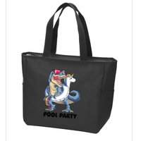 Pool Party Dinosaur Unicorn Funny T Rex Float Rainbow Cute Tank Top Zip Tote Bag