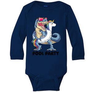 Pool Party Dinosaur Unicorn Funny T Rex Float Rainbow Cute Tank Top Baby Long Sleeve Bodysuit