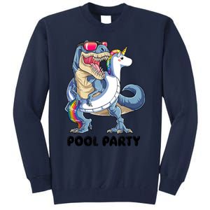 Pool Party Dinosaur Unicorn Funny T Rex Float Rainbow Cute Tank Top Tall Sweatshirt