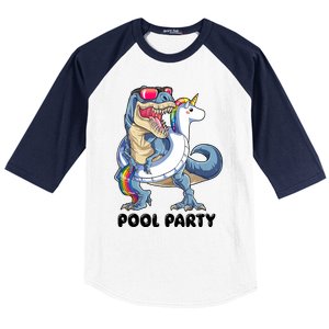 Pool Party Dinosaur Unicorn Funny T Rex Float Rainbow Cute Tank Top Baseball Sleeve Shirt