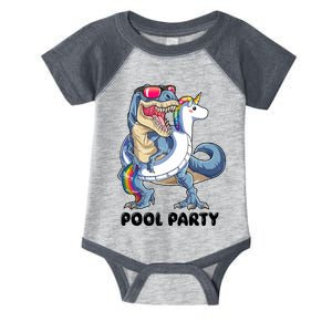 Pool Party Dinosaur Unicorn Funny T Rex Float Rainbow Cute Tank Top Infant Baby Jersey Bodysuit