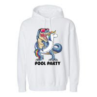 Pool Party Dinosaur Unicorn Funny T Rex Float Rainbow Cute Tank Top Garment-Dyed Fleece Hoodie