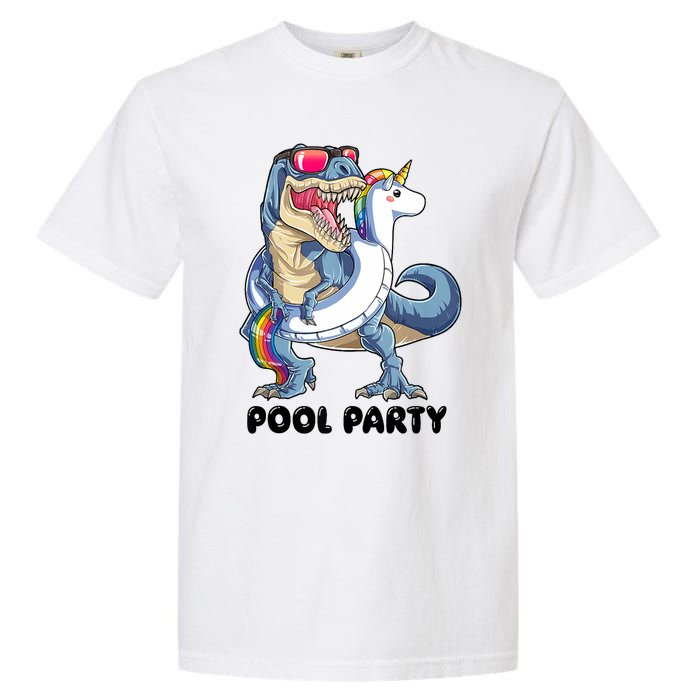 Pool Party Dinosaur Unicorn Funny T Rex Float Rainbow Cute Tank Top Garment-Dyed Heavyweight T-Shirt