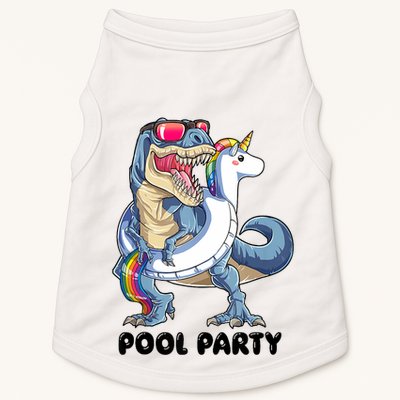 Pool Party Dinosaur Unicorn Funny T Rex Float Rainbow Cute Tank Top Doggie Tank