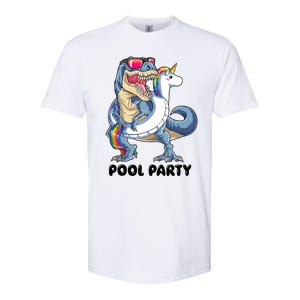 Pool Party Dinosaur Unicorn Funny T Rex Float Rainbow Cute Tank Top Softstyle CVC T-Shirt