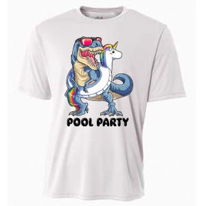 Pool Party Dinosaur Unicorn Funny T Rex Float Rainbow Cute Tank Top Cooling Performance Crew T-Shirt