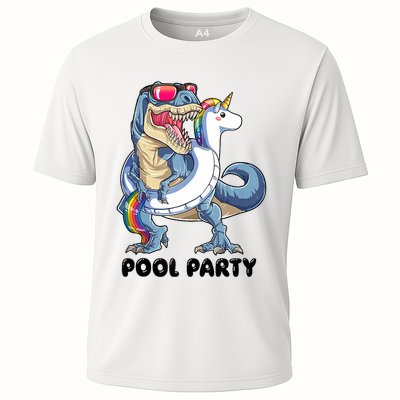 Pool Party Dinosaur Unicorn Funny T Rex Float Rainbow Cute Tank Top Performance Shirt