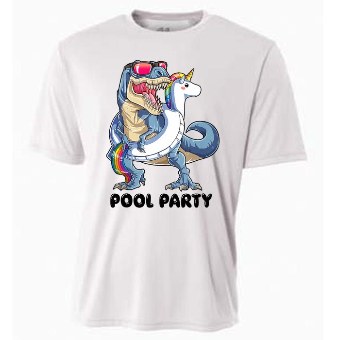 Pool Party Dinosaur Unicorn Funny T Rex Float Rainbow Cute Tank Top Cooling Performance Crew T-Shirt