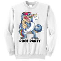 Pool Party Dinosaur Unicorn Funny T Rex Float Rainbow Cute Tank Top Sweatshirt