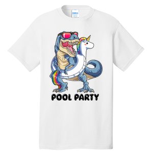 Pool Party Dinosaur Unicorn Funny T Rex Float Rainbow Cute Tank Top Tall T-Shirt