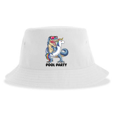 Pool Party Dinosaur Unicorn Funny T Rex Float Rainbow Cute Tank Top Sustainable Bucket Hat