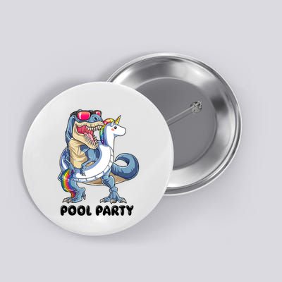 Pool Party Dinosaur Unicorn Funny T Rex Float Rainbow Cute Tank Top Button