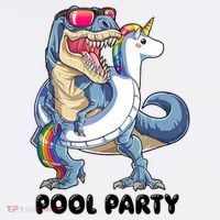 Pool Party Dinosaur Unicorn Funny T Rex Float Rainbow Cute Tank Top Button
