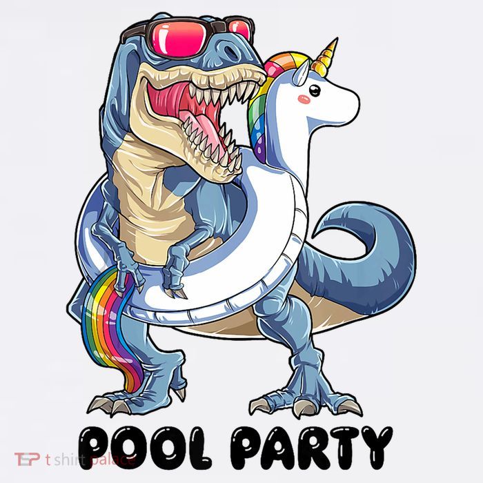 Pool Party Dinosaur Unicorn Funny T Rex Float Rainbow Cute Tank Top Bucket Hat