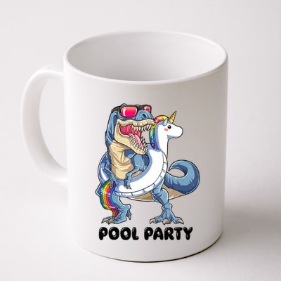 Pool Party Dinosaur Unicorn Funny T Rex Float Rainbow Cute Tank Top Mug