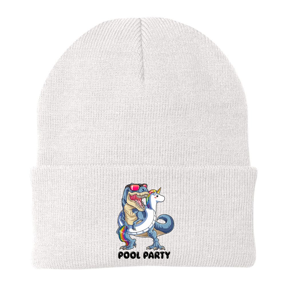 Pool Party Dinosaur Unicorn Funny T Rex Float Rainbow Cute Tank Top Beanie