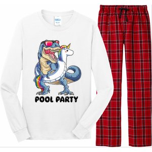 Pool Party Dinosaur Unicorn Funny T Rex Float Rainbow Cute Tank Top Long Sleeve Pajama Set