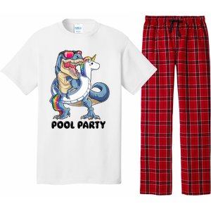 Pool Party Dinosaur Unicorn Funny T Rex Float Rainbow Cute Tank Top Pajama Set