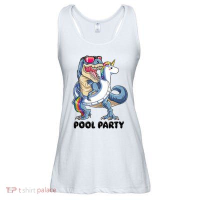 Pool Party Dinosaur Unicorn Funny T Rex Float Rainbow Cute Tank Top Ladies Essential Flowy Tank