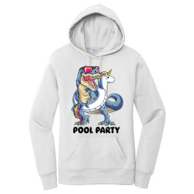 Pool Party Dinosaur Unicorn Funny T Rex Float Rainbow Cute Tank Top Women's Pullover Hoodie