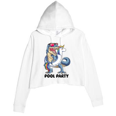 Pool Party Dinosaur Unicorn Funny T Rex Float Rainbow Cute Tank Top Crop Fleece Hoodie