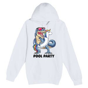 Pool Party Dinosaur Unicorn Funny T Rex Float Rainbow Cute Tank Top Premium Pullover Hoodie