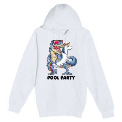 Pool Party Dinosaur Unicorn Funny T Rex Float Rainbow Cute Tank Top Premium Pullover Hoodie