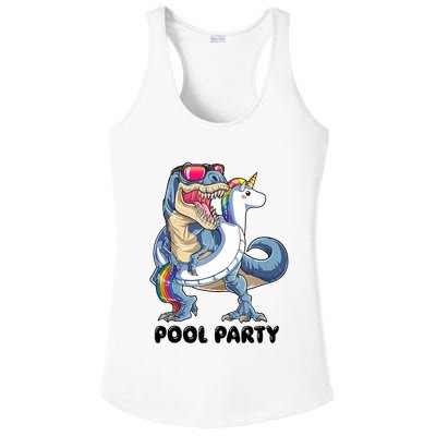 Pool Party Dinosaur Unicorn Funny T Rex Float Rainbow Cute Tank Top Ladies PosiCharge Competitor Racerback Tank