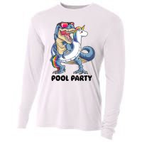 Pool Party Dinosaur Unicorn Funny T Rex Float Rainbow Cute Tank Top Cooling Performance Long Sleeve Crew