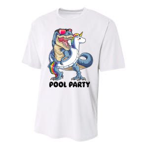 Pool Party Dinosaur Unicorn Funny T Rex Float Rainbow Cute Tank Top Performance Sprint T-Shirt