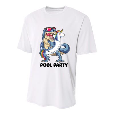Pool Party Dinosaur Unicorn Funny T Rex Float Rainbow Cute Tank Top Youth Performance Sprint T-Shirt