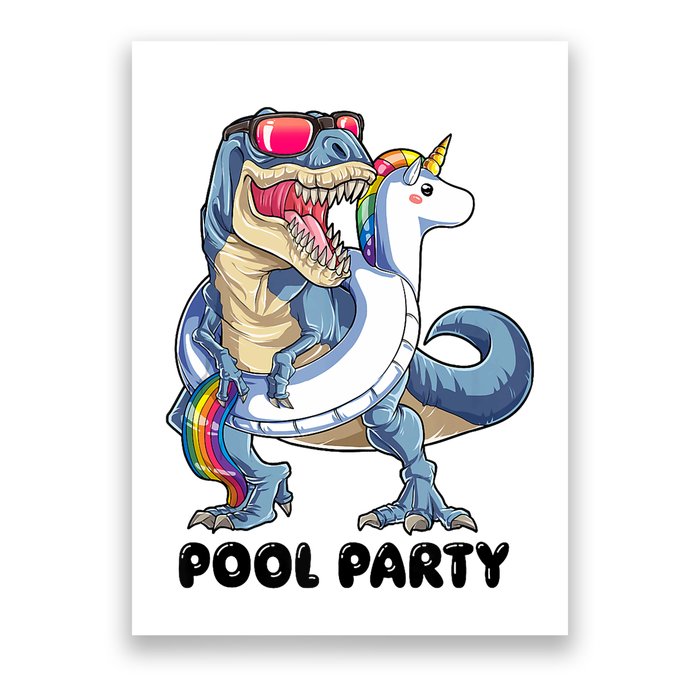 Pool Party Dinosaur Unicorn Funny T Rex Float Rainbow Cute Tank Top Poster